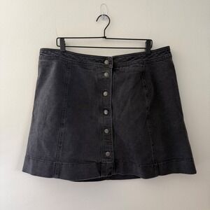 Madewell‎ Button Front Denim A Line Skirt Gray Size 20
